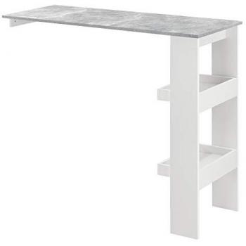 Mesa de Bar Bromölla 120 x 45 x 106 cm Blanco Efecto Hormigón con 2 Estantes