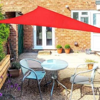 OKAWADACH Toldo Vela de Sombra Triangular 2 x 2 x 2m, protección Rayos UV Impermeable para Patio, Exteriores, Jardín, Color Rojo
