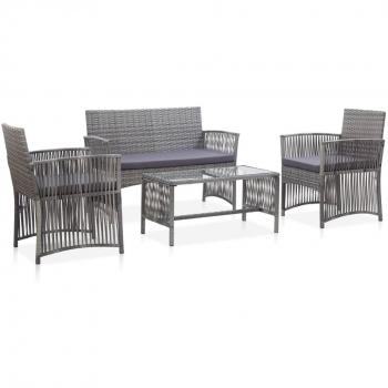 4-Piece Anthracite Poly Rattan Garden Lounge Set with Cushions