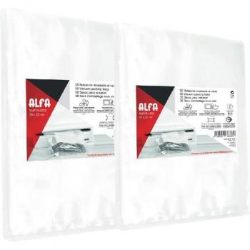 Bolsas para envasar al vacío Alfa, pack de 100 unidades (2 packs de 50), tamaño 20 x 30 cm, grosor de 90 micras, alta densidad (80,5 g/m2)