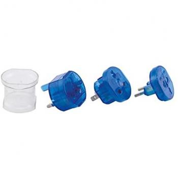 Adaptador de Enchufes Retráctil Ultra Compacto Multiregión Aprox ø4.5x8.2 cm (Blue)