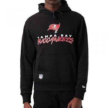 New Era NFL Script Team Hoodie Black/Scarlet for Tampa Bay Buccaneers - Men's Size S