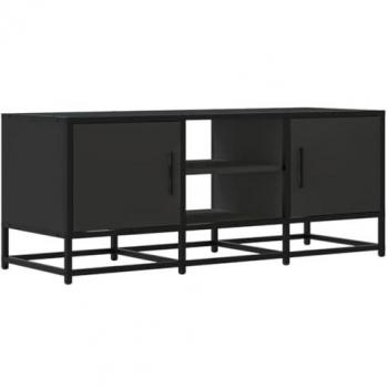 Mueble de TV madera de ingeniería y metal negro 100x35x41 cm