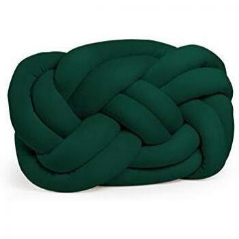 homemania cojín Decorativo Cloud Knot Trenzado Color Verde realizado A Mano, Suave, Decorativo, Multifuncional, DE Terciopelo.