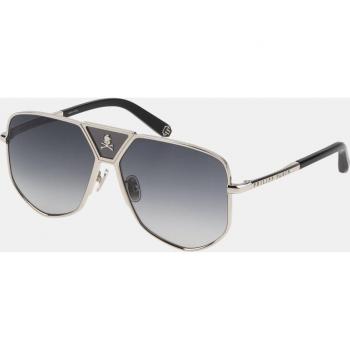 Philipp Plein Silver Metal Geometric Sunglasses for Men SPP009V 61MM