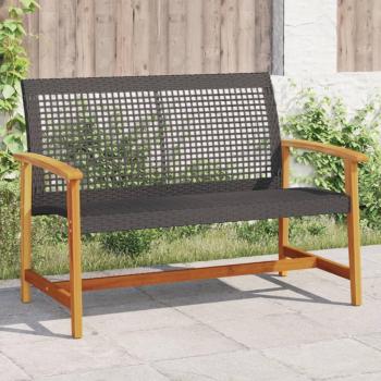 Banco de jardín en Polyrattan y madera de acacia negro 112 cm