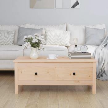 Mesa de salón madera maciza de pino gris 100x50x40 cm