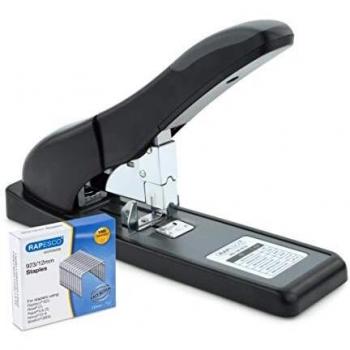 Grapadora Rapesco ECO HD-140 de Alta Capacidad para 140 Hojas en Negro con Paquete de 1000 Grapas