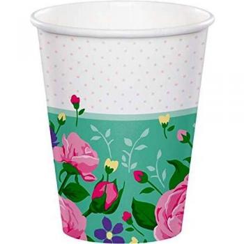Tazas de papel de hadas florales - 8 piezas