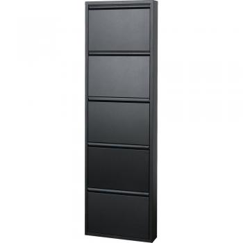 Zapatero Metálico Multiusos de 5 Puertas en Negro - Sarmog 168x50x14 cm