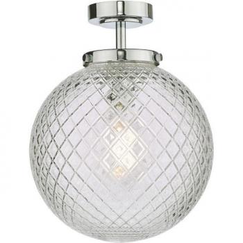 Plafón Wayne Cromo Pulido con Cristal Texturizado, 1 Bombilla, Diámetro de 32 cm, IP44