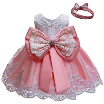 LZH Vestido de Encaje para Niñas Bebés Vestidos de Fores de Bowknot Concurso de Bodas Bautizo Bautizo Vestido de Tutú