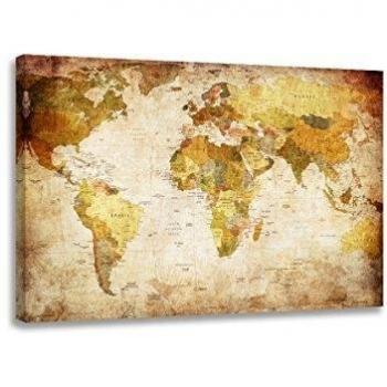 Visario Cuadro en Lienzo 80 x 60 cm Nr. 4139 Mapa del Mundo