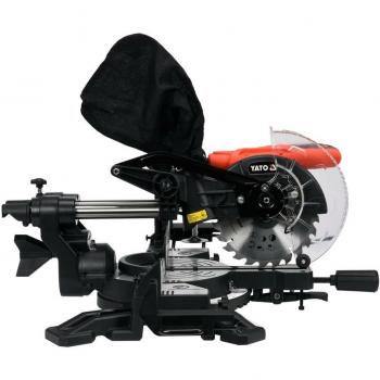 Yato YT-82172 sierra ingletadora, 1600W, hoja de 210mm, capacidad de corte de 45° a 90°, mesa extensible, láser para guía de corte, peso ligero y diseño