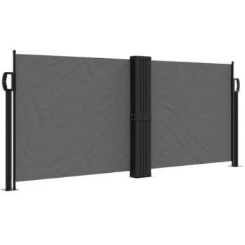 Toldo lateral retráctil 100x1000 cm, disponible en colores negro, crema, azul y gris antracita, con pantalla de privacidad independiente y protección UV, ideal para jardín, patio o terraza