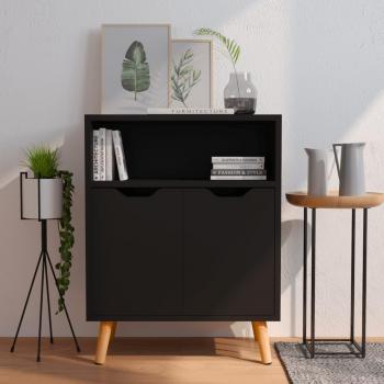Aparador de madera de ingeniería negro 60x30x72 cm - Mueble de Almacenaje de Salón, Buffet para salón, Armario Auxiliar, Armario de Almacenamiento