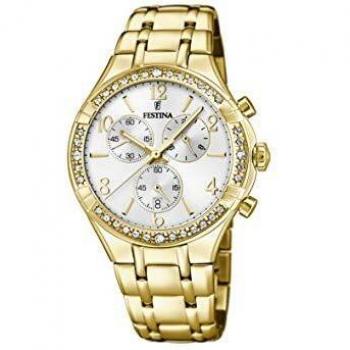 Reloj de Mujer Festina Boyfriend Cronógrafo F20395/1 Acero Dorado con Piedras