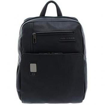Mochila de Cuero Piquadro Akron Negra para Laptop, Compartimento para Portátil, Hombre, 32 x 41 x 12 cm