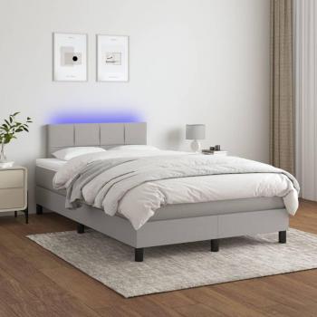 Colchón box spring con muelles y tela LED gris claro 120x200 cm