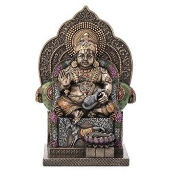 Figura Decorativa Kubera Dios Hindú de la Riqueza en Resina Crudo 19x9x13cm