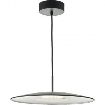 Lámpara colgante Enoch LED tipo domo negro mate y acero inoxidable satinado 1 luz
