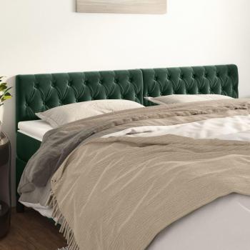 Cabeceros de terciopelo verde oscuro 90x7x78/88 cm - Set de 2 unidades