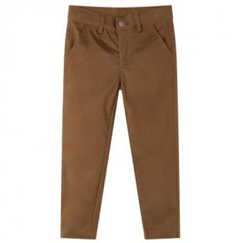Pantalón Infantil Color Coñac 116 con Cinturilla Elástica y Bolsillos con Cremallera