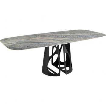 Mesa Comedor Ovalada Barril Mármol Porcelánico Angel Cerdá 1136C, Azul, Ø240 x 110 x 76 cm
