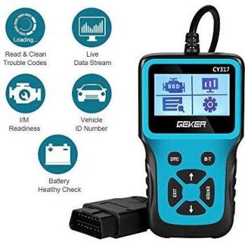 GEKER OBD2 Sistemas de diagnóstico del Motor Escáner Diagnóstico Portátil para Coche con Lectura y Borrado de Códigos de Error para Vehículos Gasolina con Protocolos OBDII