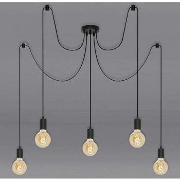 Lámpara colgante Bulbo de acero negro, 5 luces LED