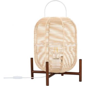Lámpara de Mesa Ratán Igloo con Diseño Mediterráneo y Personalización de Luz