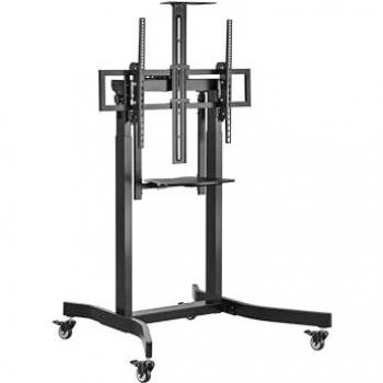 Soporte de suelo motorizado para TV de 55-100, 120 kg, color negro con estante adicional