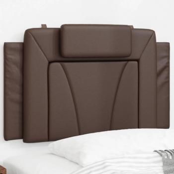 Cabecero de cama acolchado de cuero sintético marrón de 90 cm