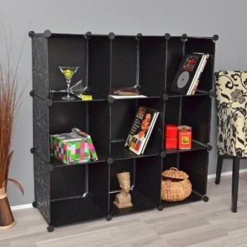 Ts Ideen 5108 Biblioteca en los contenedores, dormitorio gabinete, polipropileno, Negro