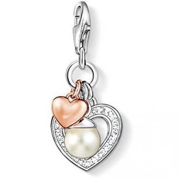 Thomas Sabo Rose Gold Heart Charm with Pearl and Zirconia, Gray female, Size: ONE SIZE