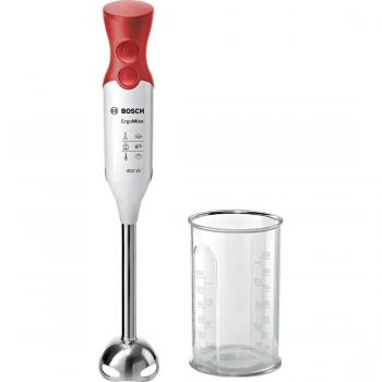 Bosch ErgoMixx MSM64110 - Batidora de mano, 450 W, velocidad Turbo, cúpula con cuatro cuchillas, con vaso de mezclas, color rojo y gris