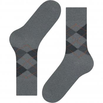 Burlington Preston Extra Soft Feeling Argyle Socks - Grey/Black, Size: 6.5-11 Mens