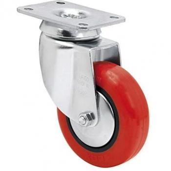 Rueda Giratoria para Colectividades, RUEDAS ALEX - BH PPI, Fijación de Placa, Aro de Poliuretano inyectado, Ø 60 mm