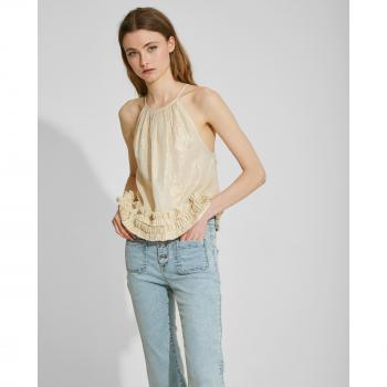 Top Lurex de Cuello Halter con Volantes para Mujer - NAËLLE