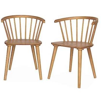 Set de 2 Sillas de Bar de Madera Natural y Contrachapado Paula, 51x53x75 cm