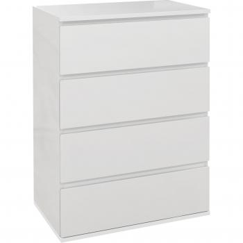 Cómoda con 4 Cajones de Madera Blanca Brillante