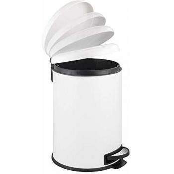 Cubierta de Pedal WENKO Leman, 20L, Acero Inoxidable, Cierre Suave, Blanco, 30.5 x 44 x 37.5 cm