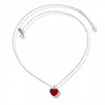 Gargantilla Plata Ley 925m Mujer Colgante Corazón Rojo