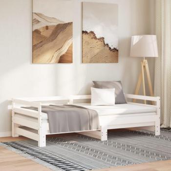 Sofá cama extraíble blanco 2x(90x190) cm madera maciza de pino