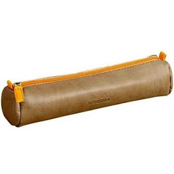 Estuche redondo Rhodiarama simil piel topo