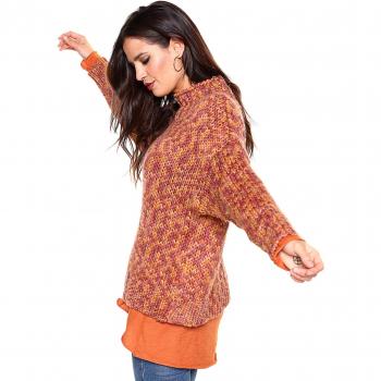 Jersey Cuello Chimenea y Manga Larga de Hombro caído Mujer by VencaSty - 031083,Ocre,Unica