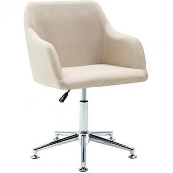 Cream Fabric Swivel Office Chair