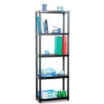Estantería de Resina Negra con 5 Baldas, Capacidad de Carga 125 kg, Dimensiones 172x60x30 cm