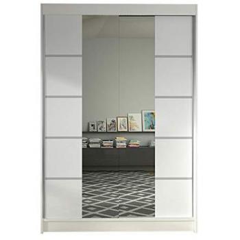 Armario Corredero Atlanta 151 Blanco con Espejo, 120 x 200 x 58 cm, 5 Estantes