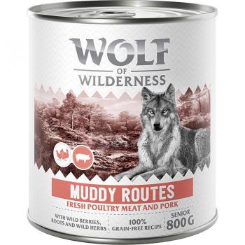 Wolf of Wilderness Expedition Senior 6 x 800 g - Muddy Routes - Aves con cerdo